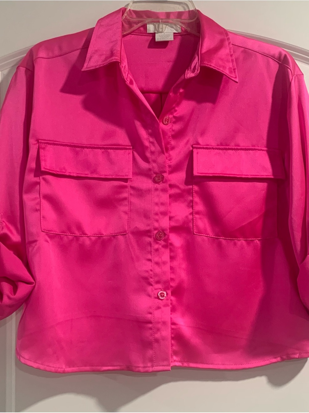 Bright Pink Silk Button-Front Shirt